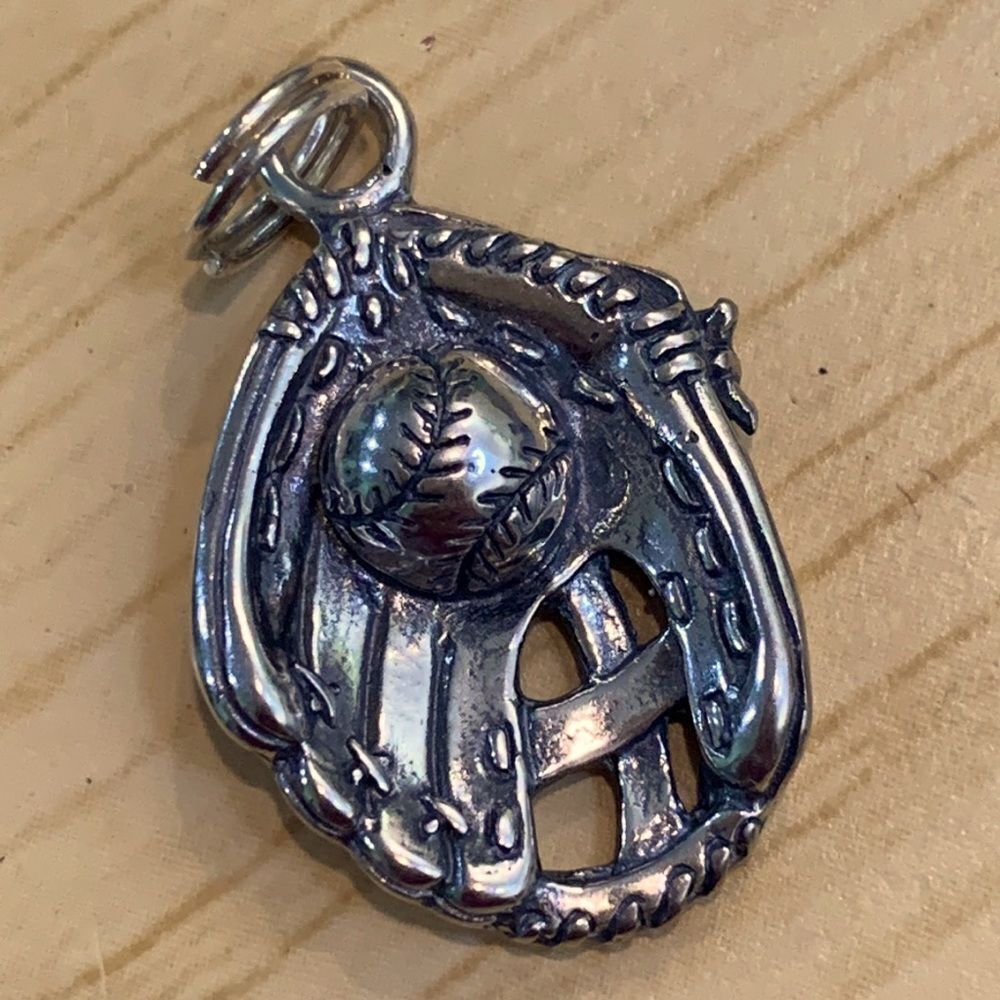 .925 Baseball Glove and Ball Sterling Silver Jewelry Charm